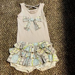 Mustard Pie Tan, Cream and Blue Kids Matching Set